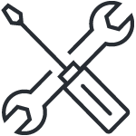 Icon of a wrench and screw driver crossed