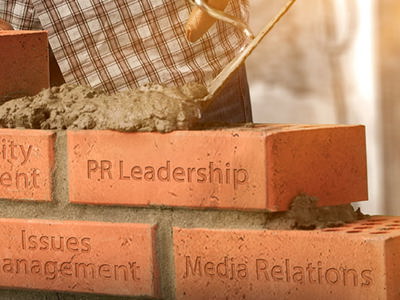 Bricks with PR courses written on them.