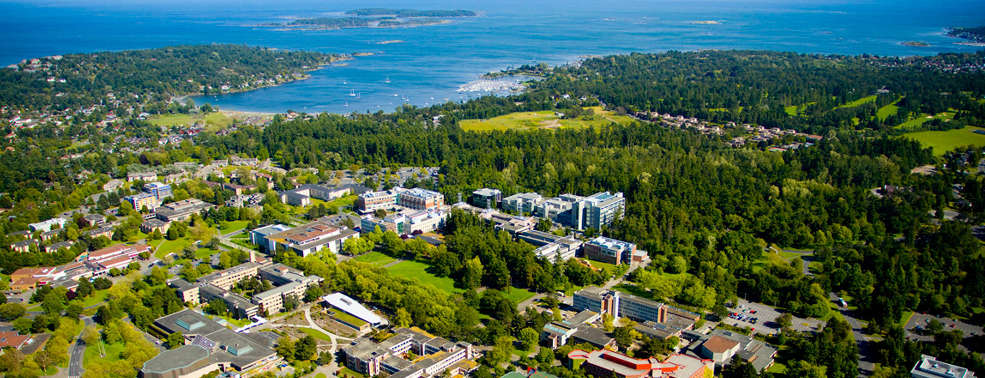 aerial view of the University of Victoria campus