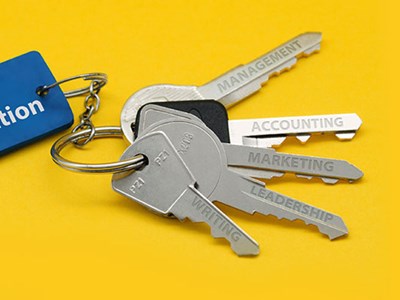 Photo of keys with marketing buzzwords on them