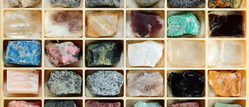 Samples of rocks and minerals