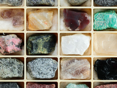 Samples of rocks and minerals