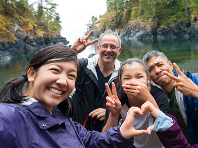 Homestay family out on hike