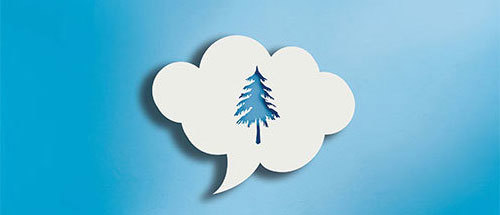 Thought bubble with a tree in it.