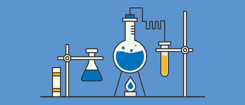 Illustration of a chemistry experiment. 