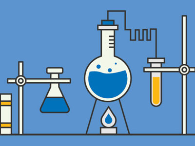 Illustration of a chemistry experiment. 