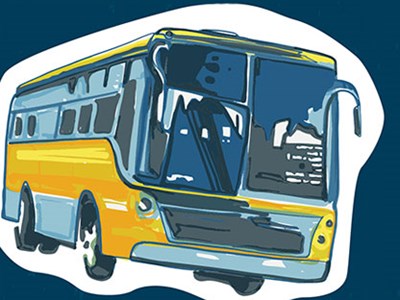 Illustration of a bus along with the title of the article.
