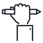 Icon of a hand holding a pencil