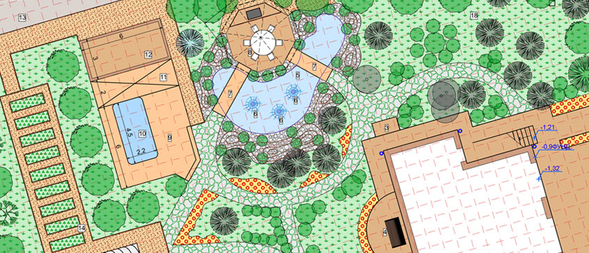 Illustration of a garden layout. 