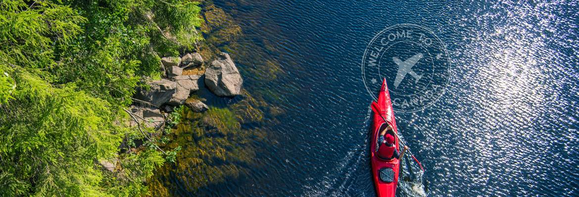 Birds eye view of a kayak