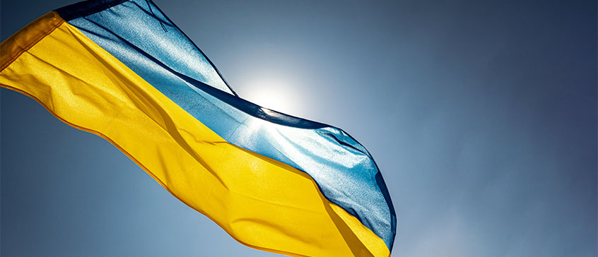 Photo of flag of Ukraine. 