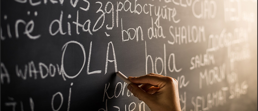 Country flags, chalkboard, backpack