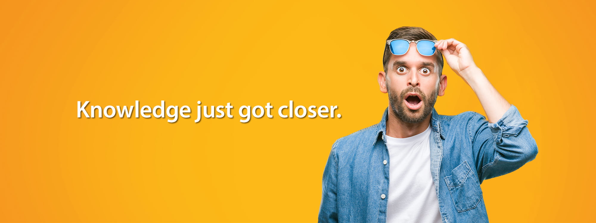 Woman looking into the distance with text that reads, “Too much distance between you and your education?”