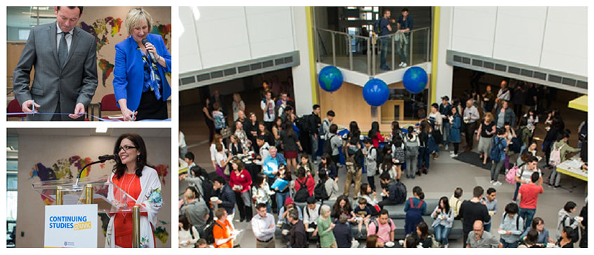 Photo collage of the Continuing Studies building expansion grand opening