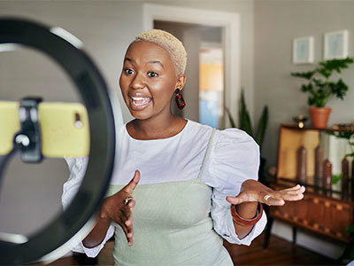 Influencer recording a vlog
