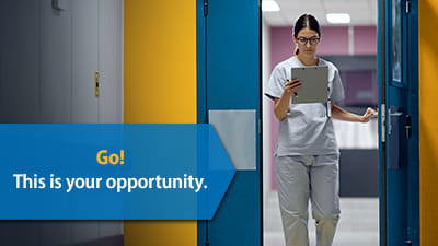 Text: Go! This is your opportunity.