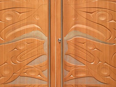 Wooden doors carved with indigenous designs