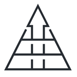 Icon of a arrow going up a pyramid.