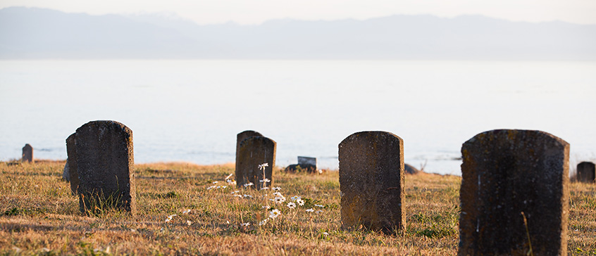 Tombstones by the ocean