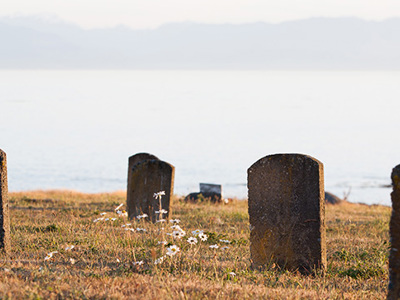 Tombstones by the ocean