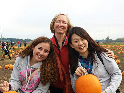 Student and Homestay family at pumpkin patch