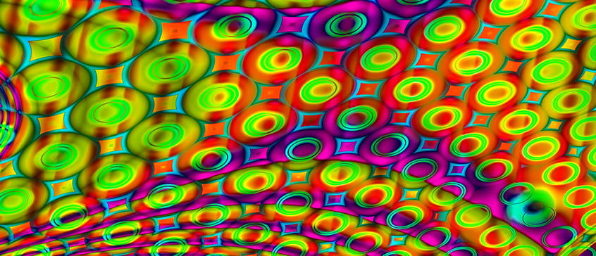 Abstract fractal art background illustration space geometry. Background consists fractal multicolour textures of green, yellow, blue and red.
