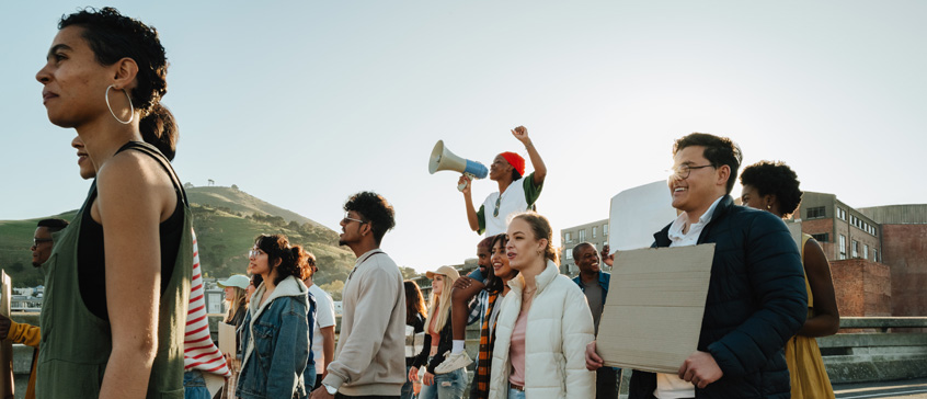 Photo of people marching for human rights