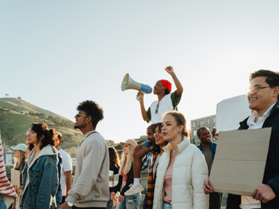 Photo of people marching for human rights