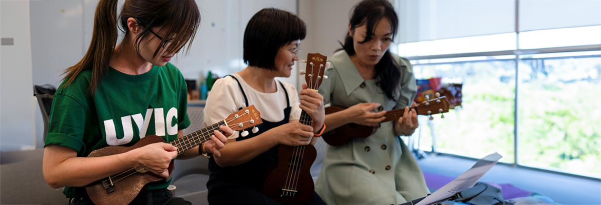 An English language students in a music class