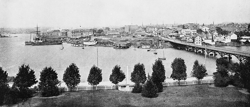 Antique photo of the Victoria inner harbour area.