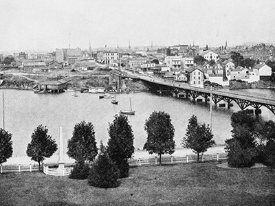 Antique photo of the Victoria inner harbour area.