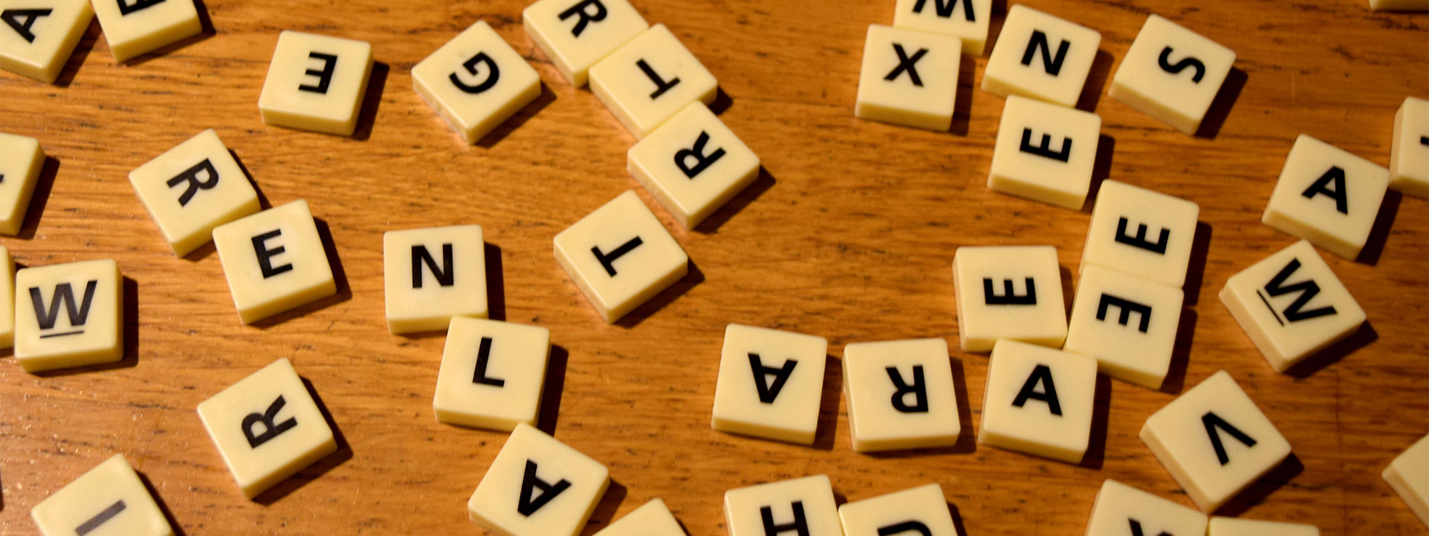 Photo of scrabble tiles. 