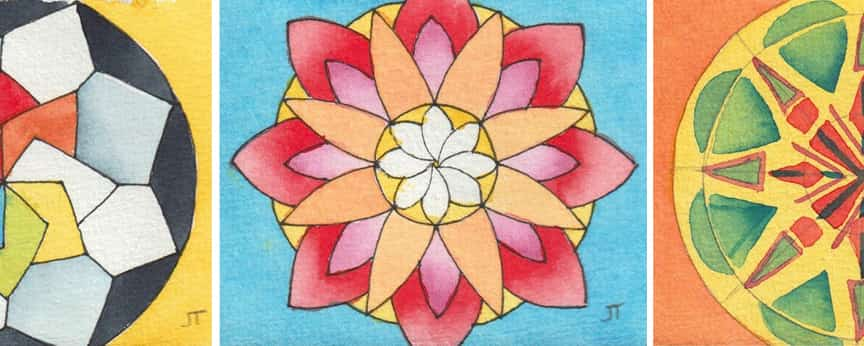 3 colourful mandalas