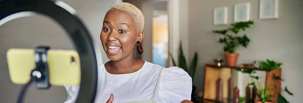 Influencer recording a vlog