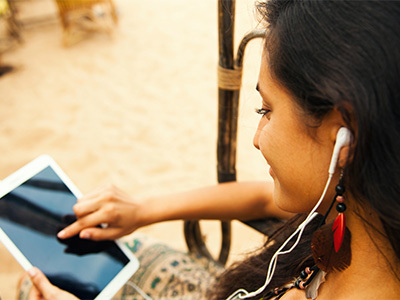 Woman using a computer tablet.