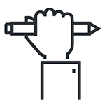 Hand holding pencil icon
