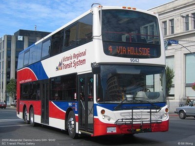 A photograph of a double decker bus