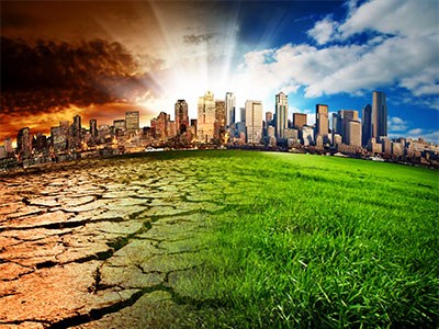 Image of skyline parched by climate change